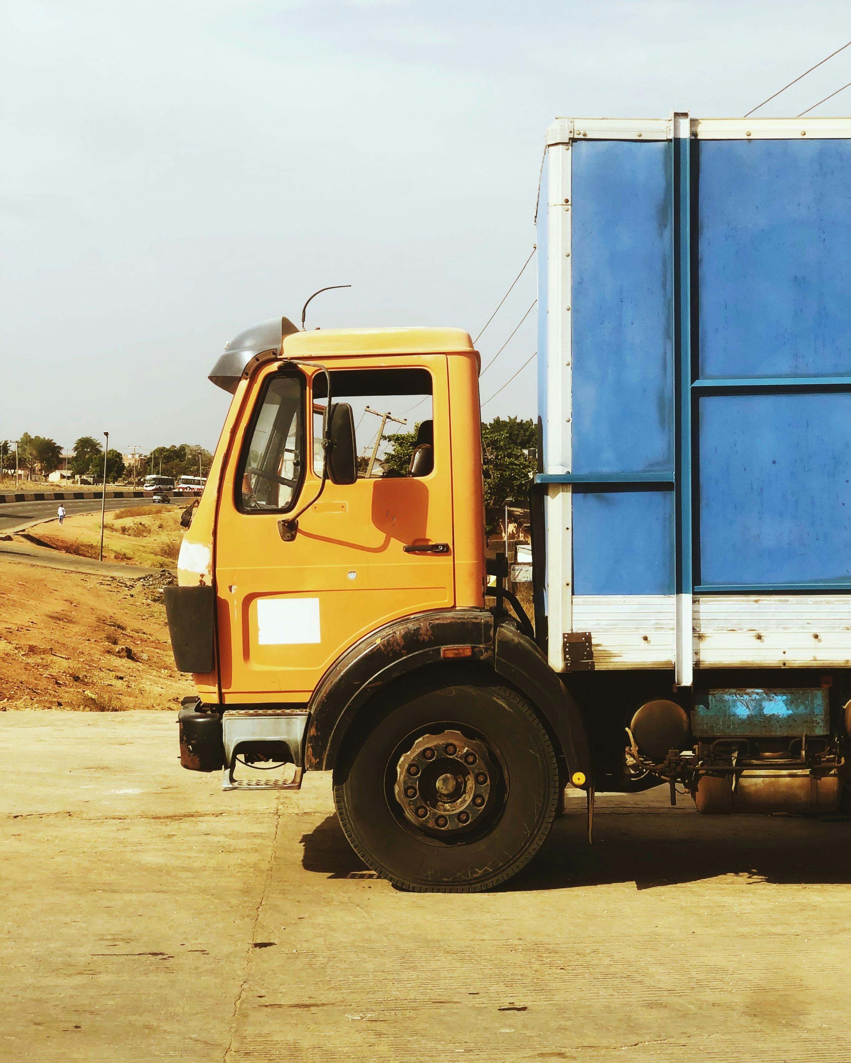 Scheduled delivery truck arriving at commercial loading dock on time